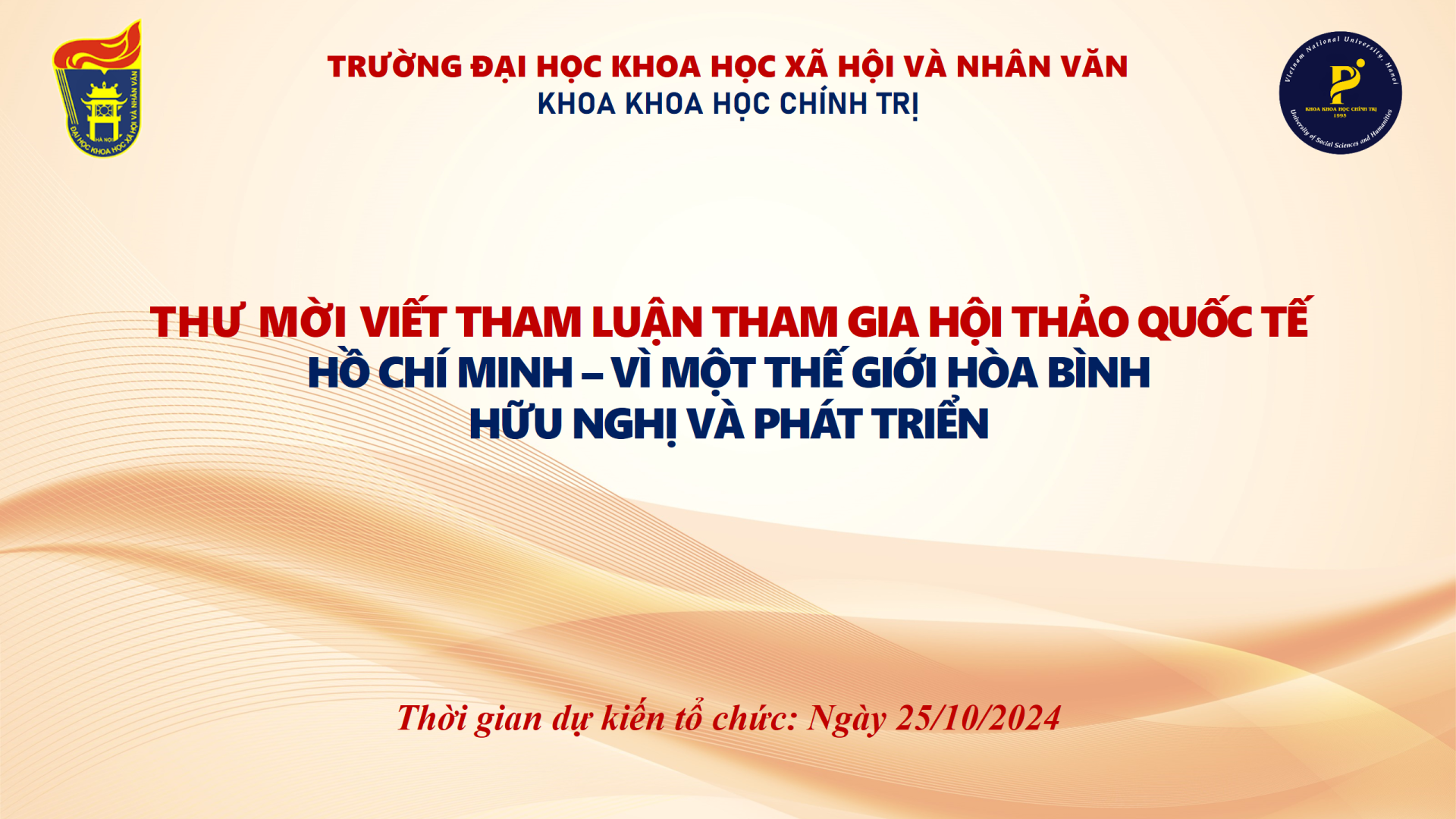 THƯ MỜI VIẾT THAM LUẬN THAM GIA HỘI THẢO QUỐC TẾ