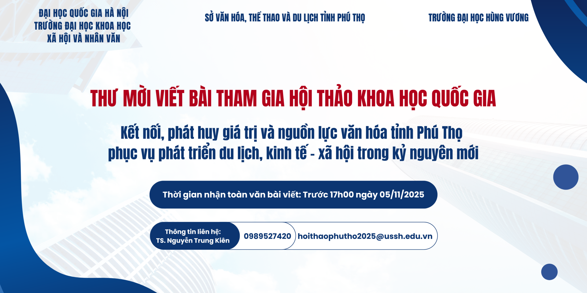 THƯ MỜI VIẾT BÀI THAM GIA HỘI THẢO KHOA HỌC QUỐC GIA