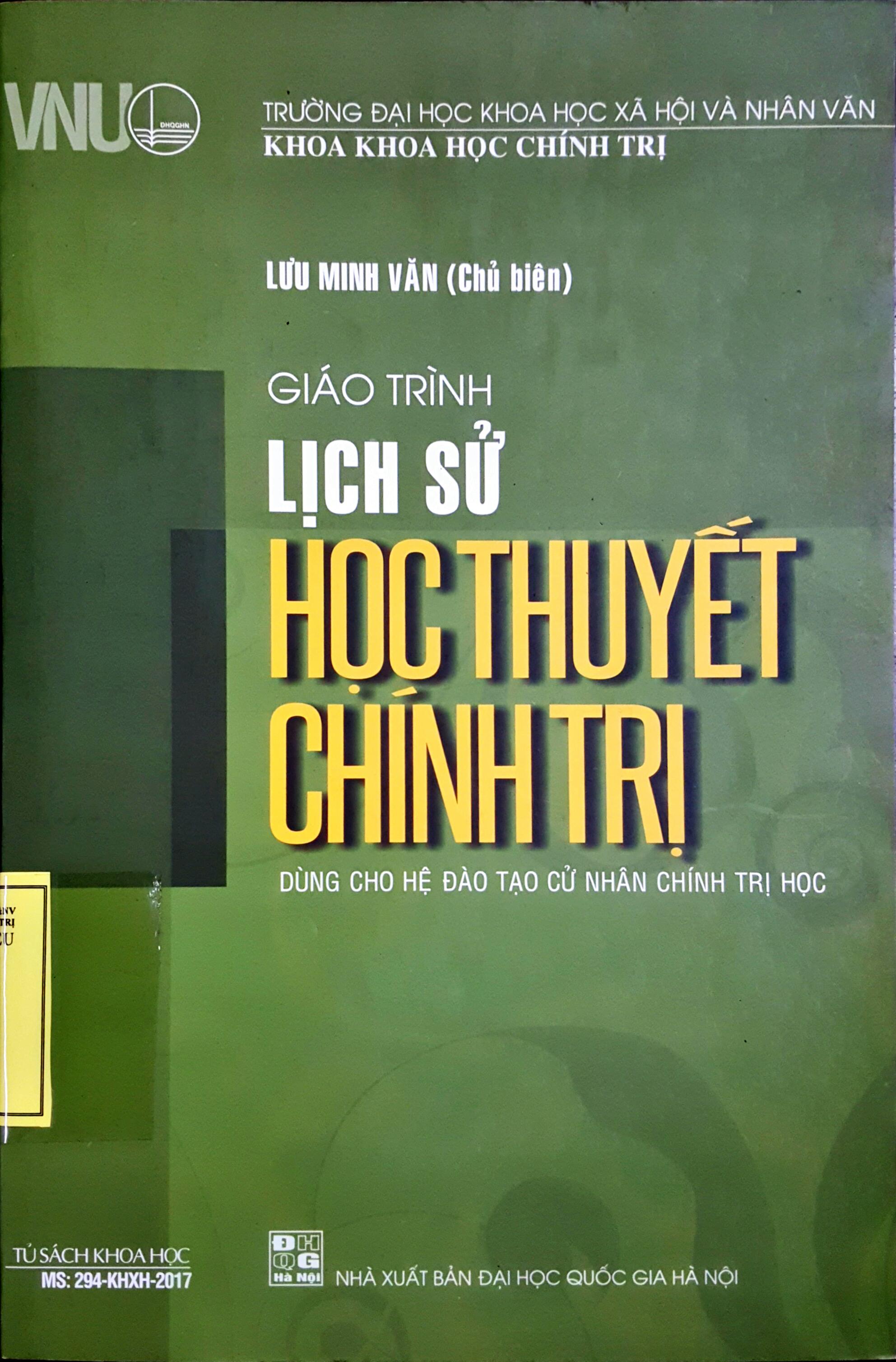 Giáo trình: Lịch sử học thuyết chính trị - Tác giả Lưu Minh Văn (chủ biên)